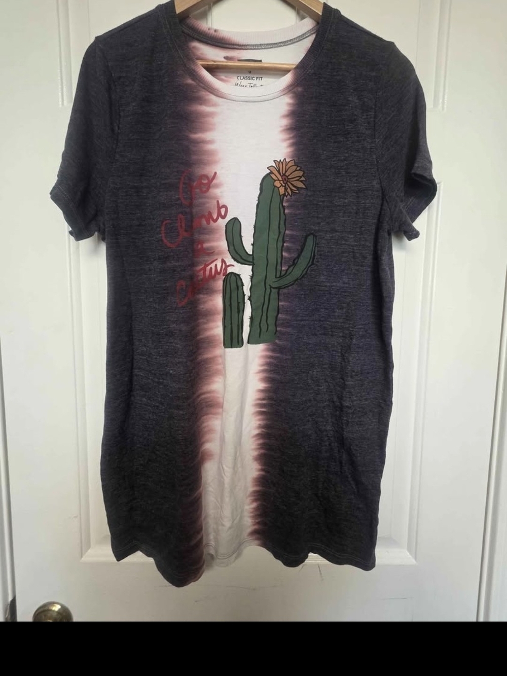 torrid Charcoal & Pink Tie-Dye Cactus Graphic Tee